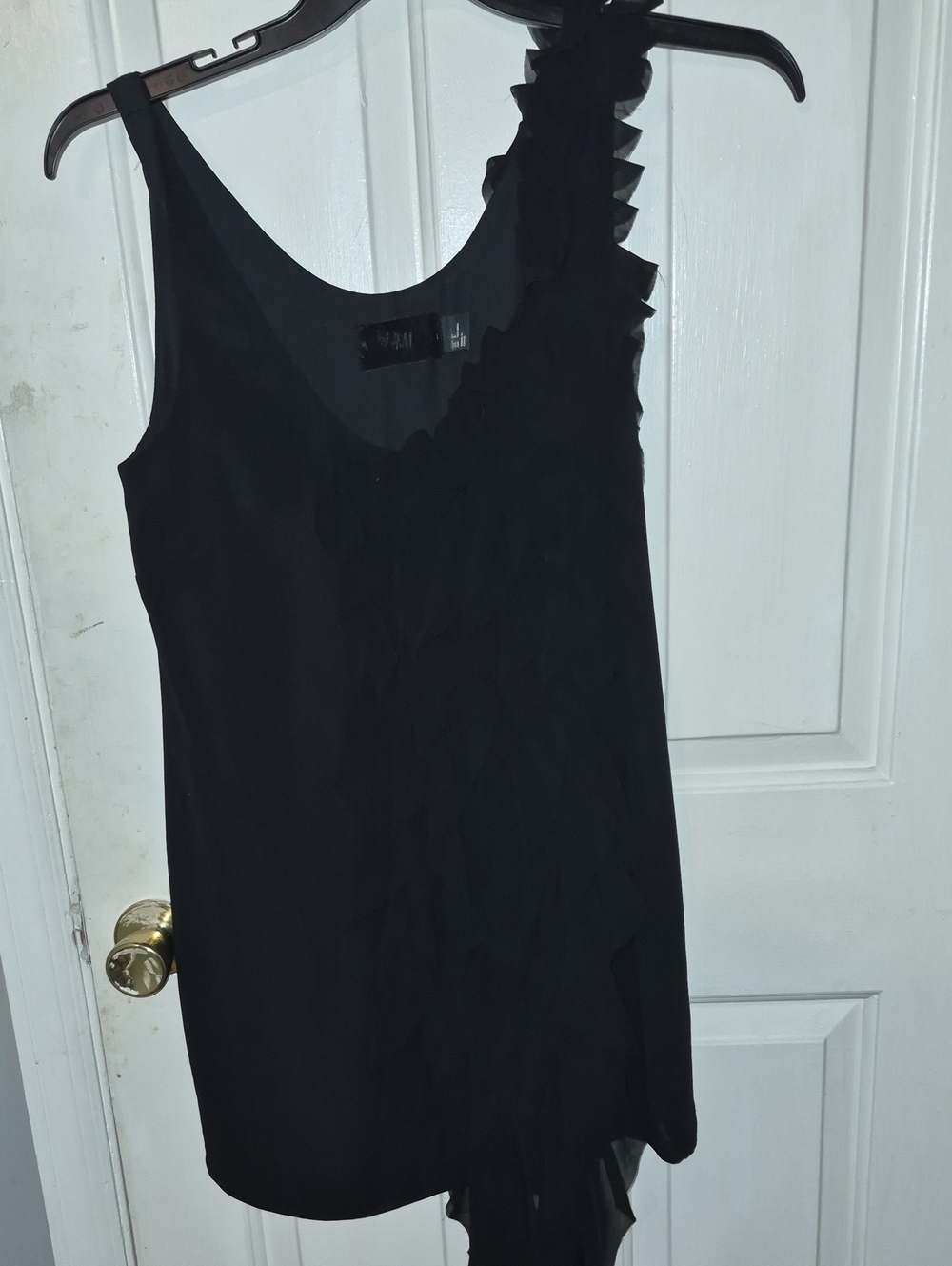 H&M Black Dress With Cascading Ruffle Size 8